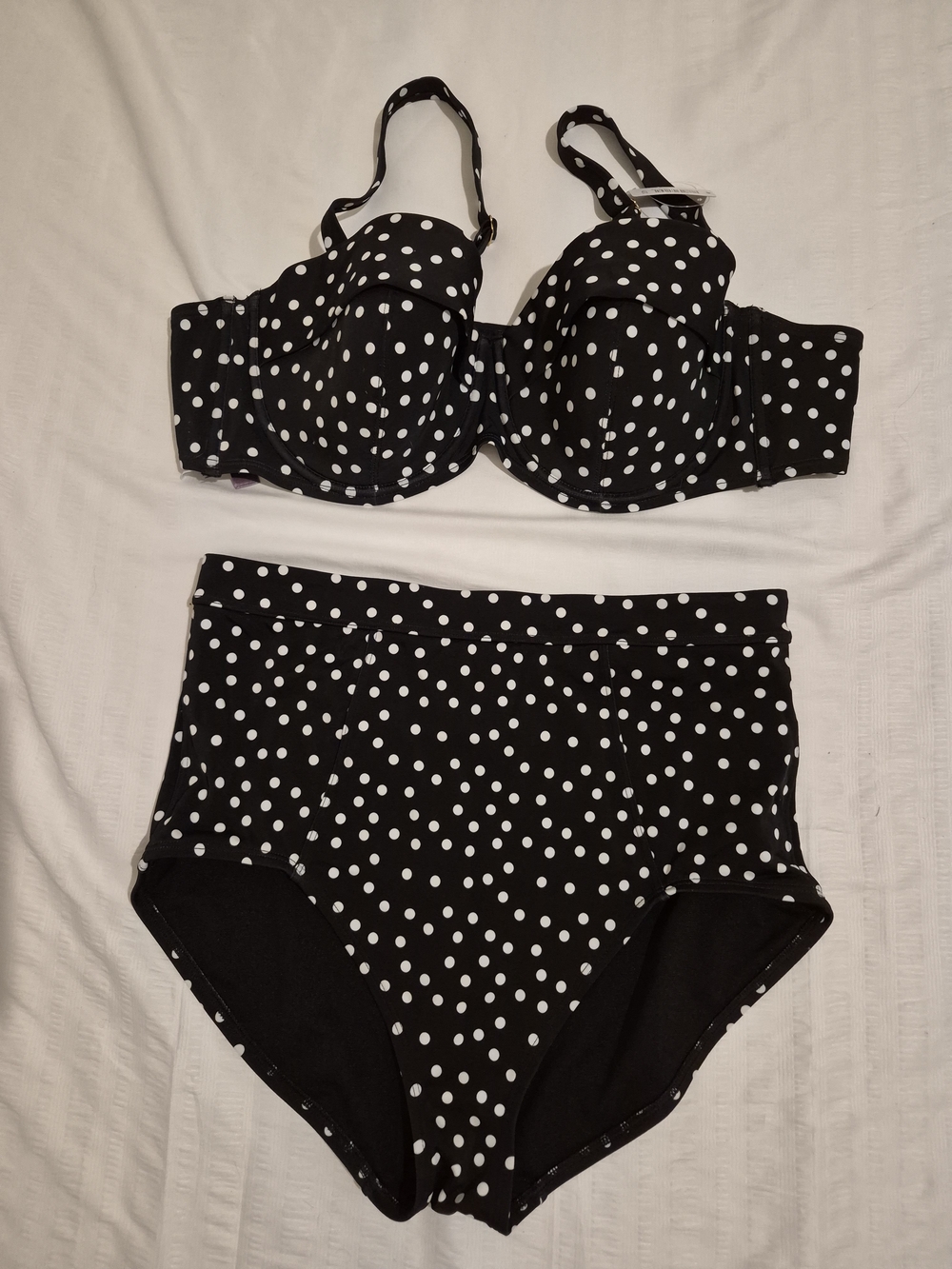 NWT Adore Me Retro Polka Dot High Waisted Bikini Set Top 42C Bottom 0X